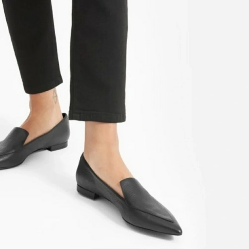 Everlane The Boss Flat Black Italian Leather 9.5